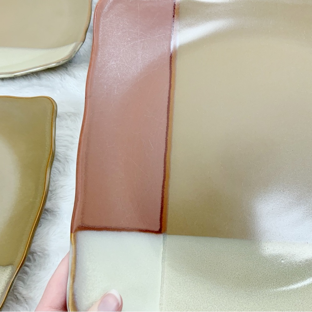 Sango Gold Dust Sienna 6 Square Salad Plates Western Southwest Earthtones Boho - Picture 8 of 14
